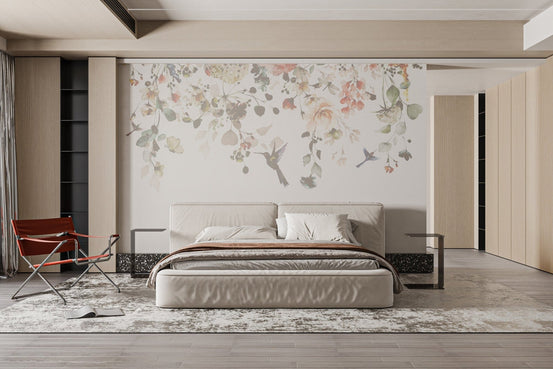Hummingbird and Floral Wall Mural B585

