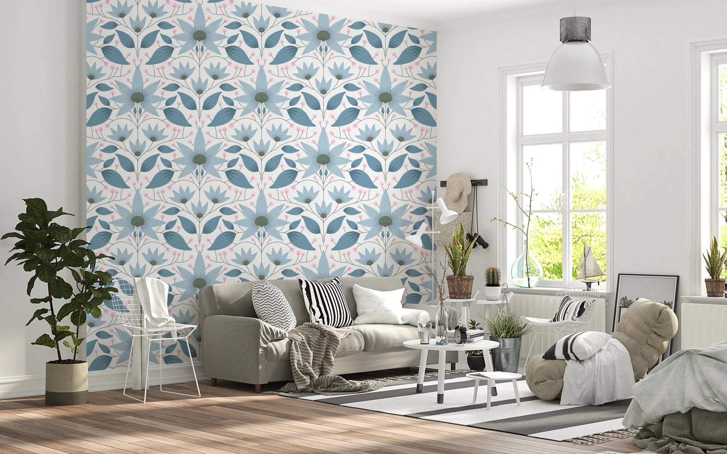 Artistic botanical wallpaper for contemporary office feature walls