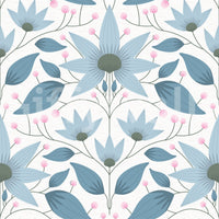 Patterned botanical wall mural for creative studio environments