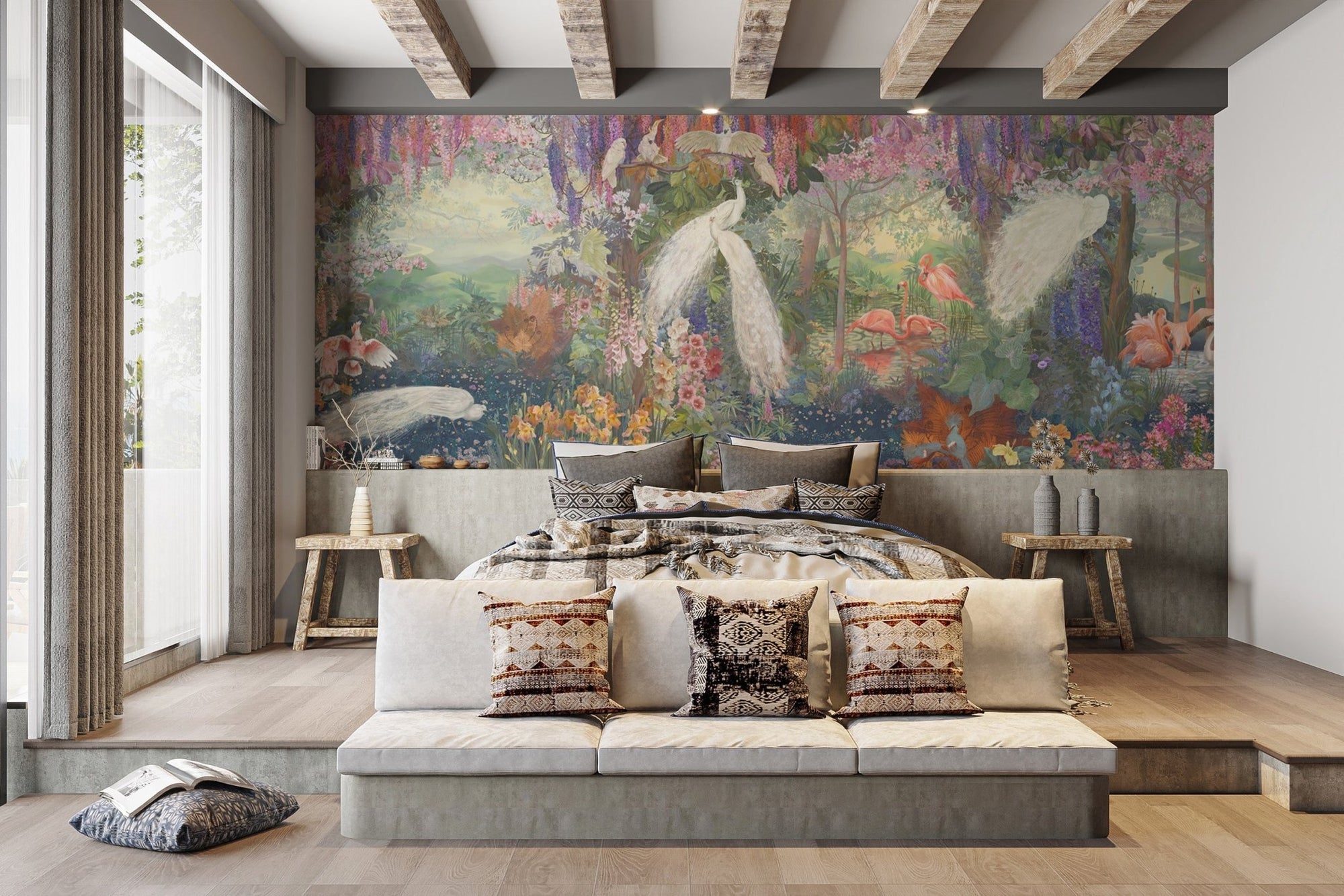 Floral Symphony Peacock Prestige Wallpaper Mural B492