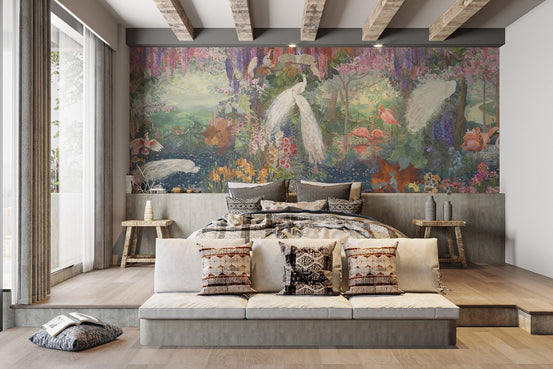 Floral Symphony Peacock Prestige Wallpaper Mural B492