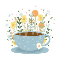 Inviting floral tea break mural for living rooms.

