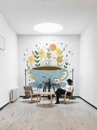 Beautiful tea break-inspired floral wall decoration.

