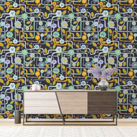 Romantic botanical nighttime wallpaper for cozy bedrooms.
