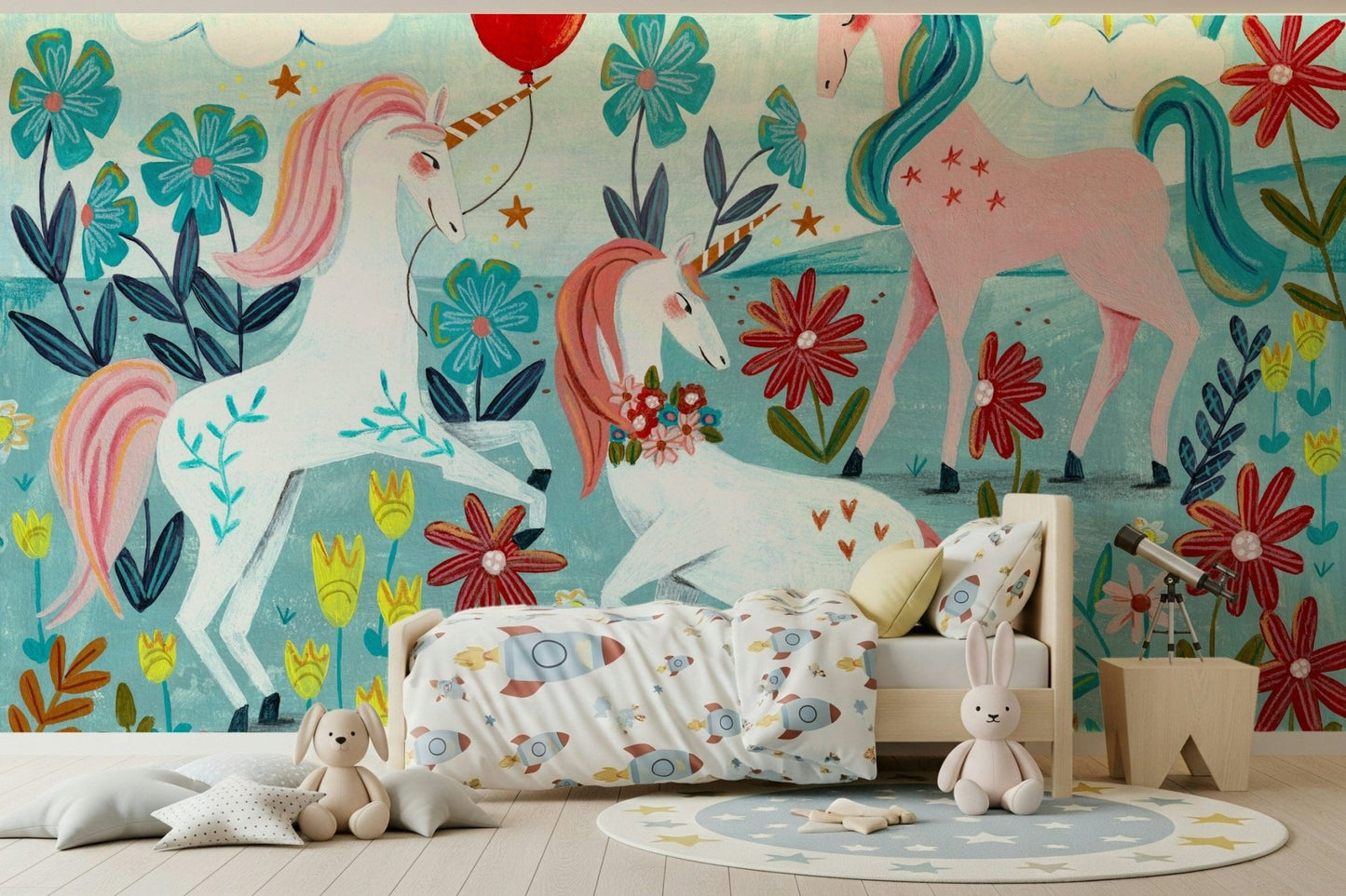 An artistic nature inspired mural for home decor.