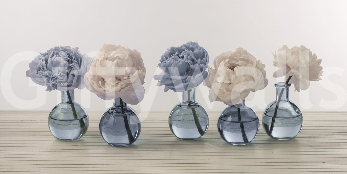 Stylish floral vases wall mural for a boutique hotel suite.