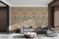 Removable wallpaper with vintage floral patterns, AN85