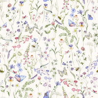Enchanted garden scenery inside Floral Watercolor Whispers wallpaper mural.