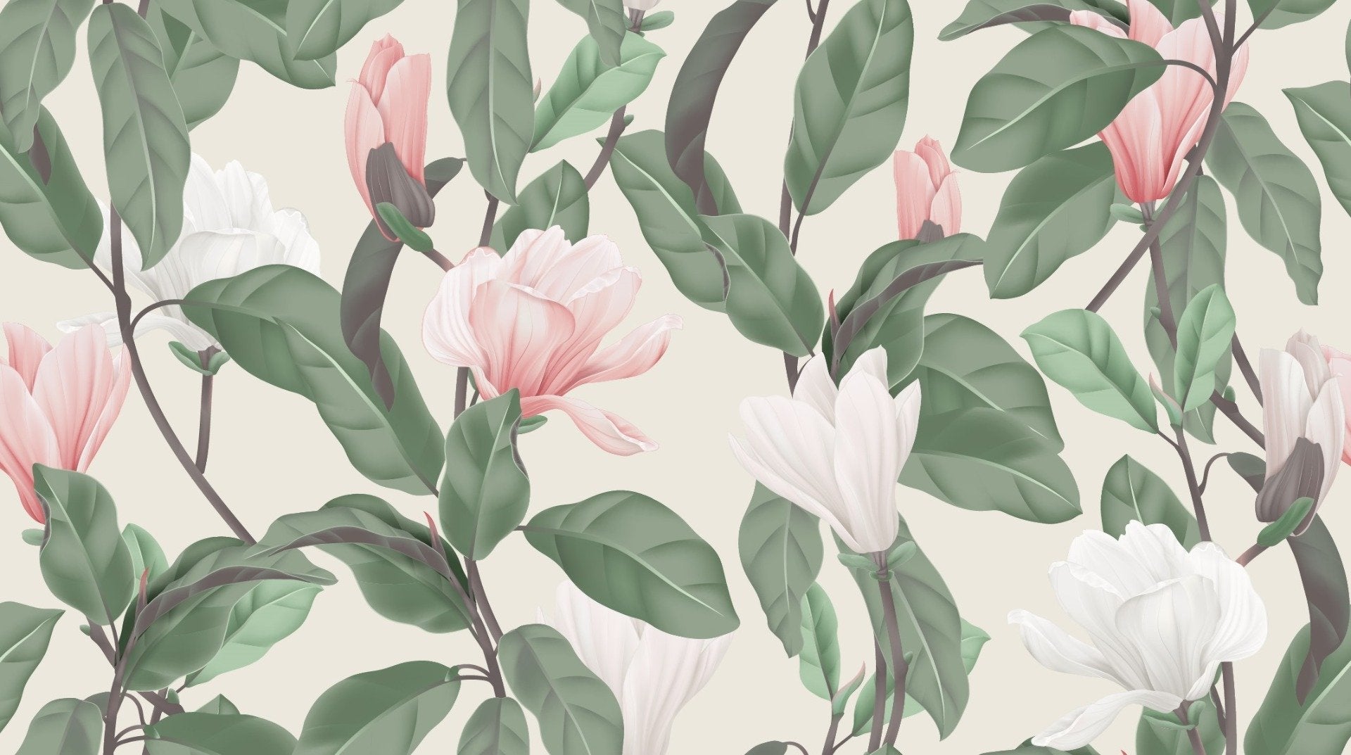 White & Pink Magnolia Flower Wallpaper Murals