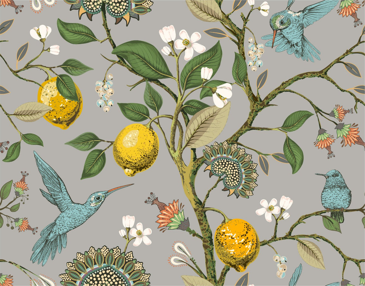 Lemon Tree & Birds Wallpaper Mural
