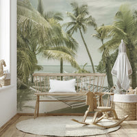 Coastal vintage mural evoking a heavenly place in Florida.

