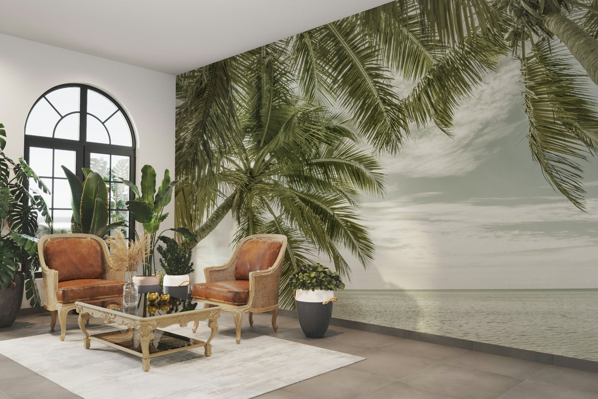 Scenic Florida ocean mural with vintage vibes

