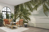 Scenic Florida ocean mural with vintage vibes

