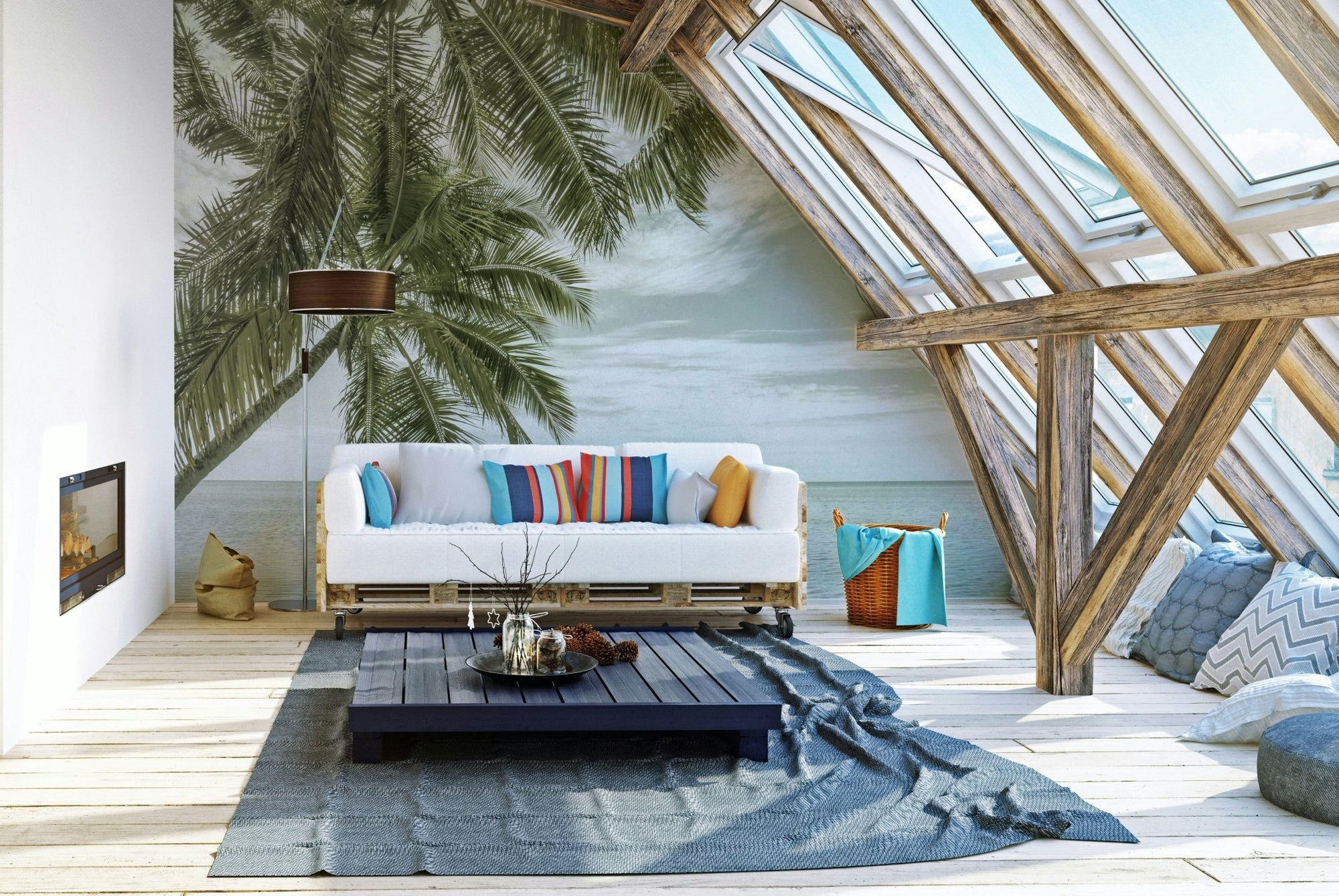 Ocean view vintage wall mural in Florida, GD1495