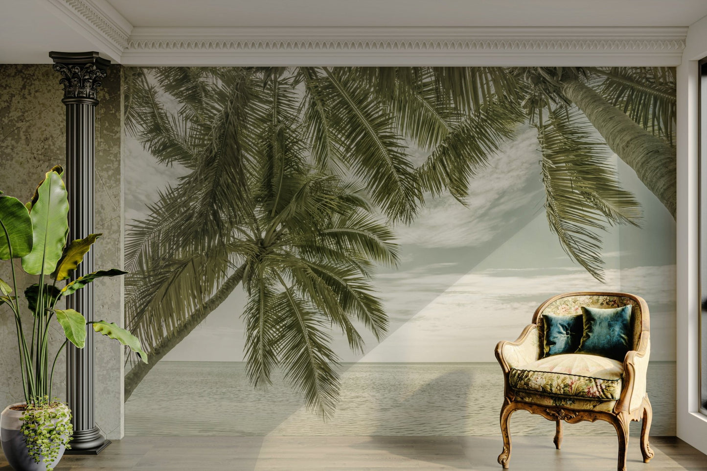 Vintage mural featuring Florida ocean scene

