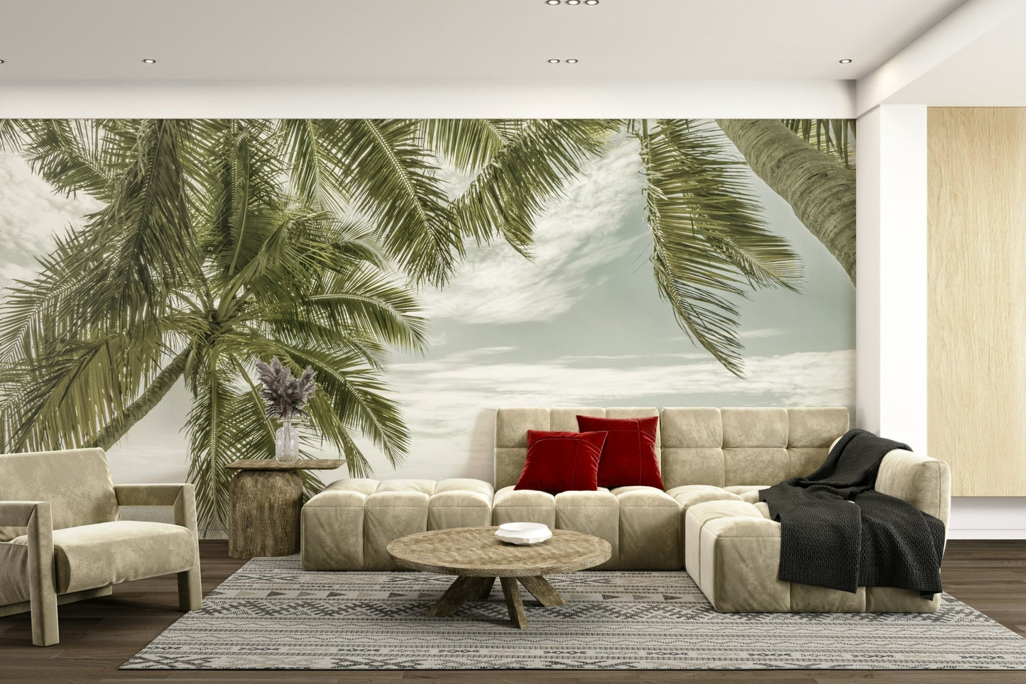 Coastal Florida vintage mural for living room

