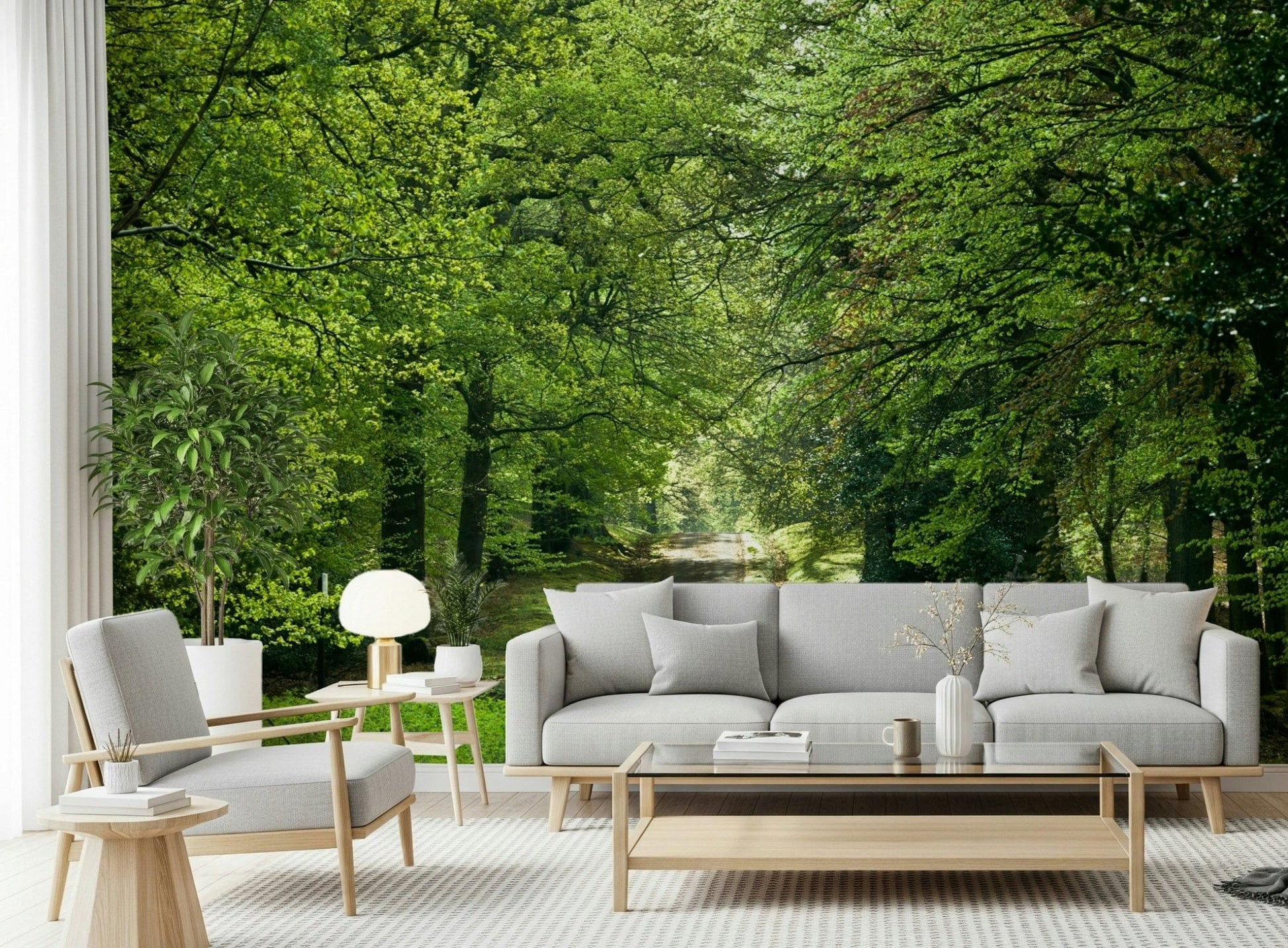 Calming nature Flourishing Path mural, interior choice.