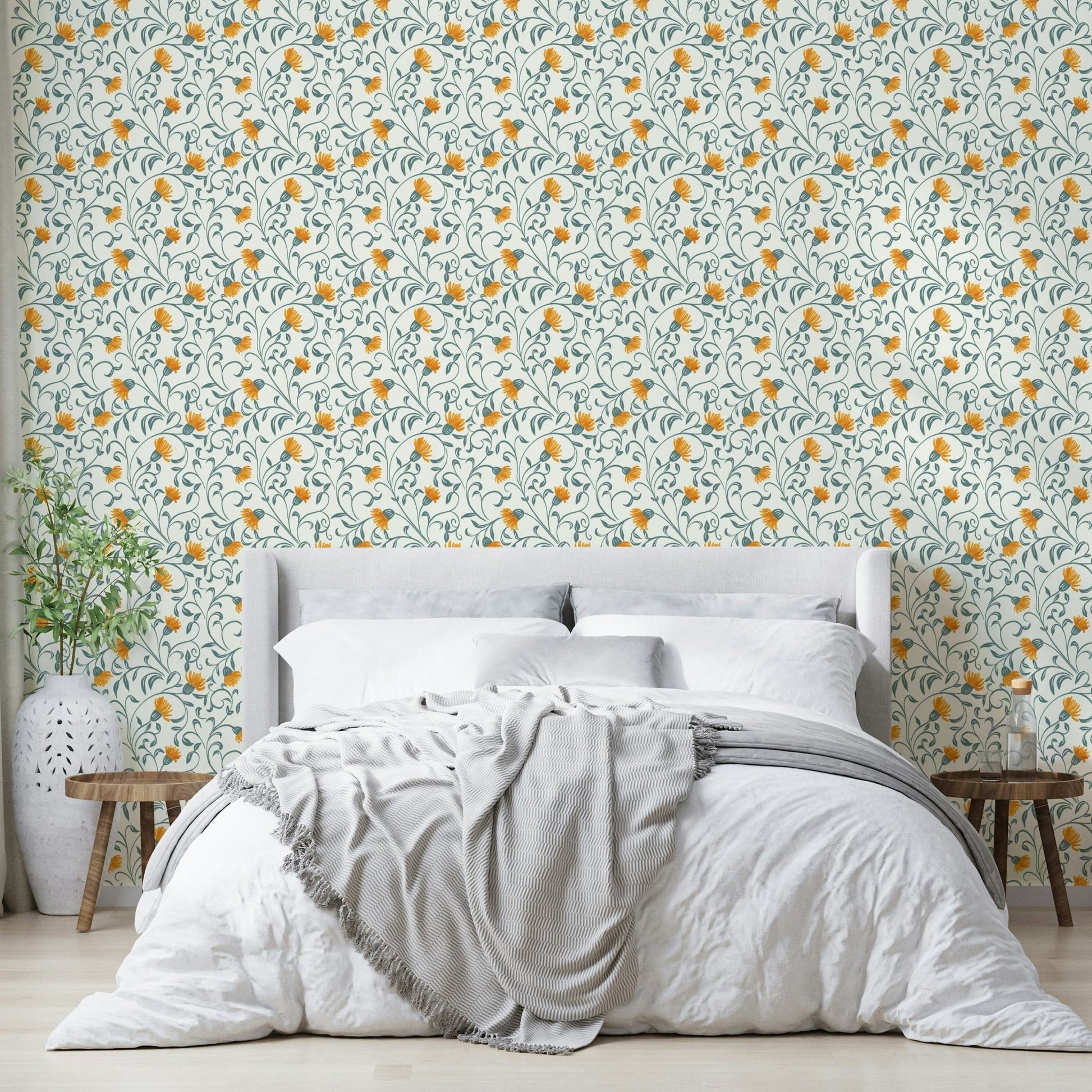 Flow and Bloom wallpaper with yellow blooms GD139

