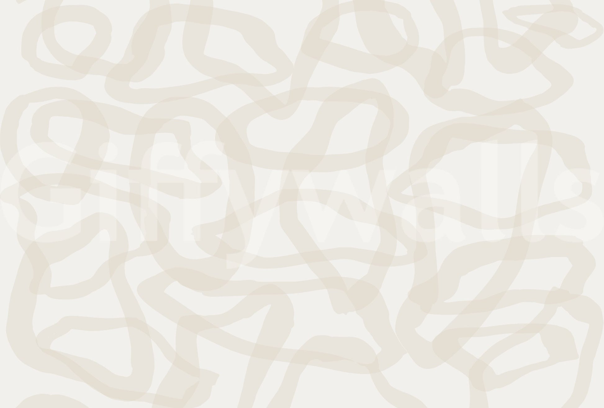 Abstract line movement in Flow State Wall Mural with layered beige contour shapes