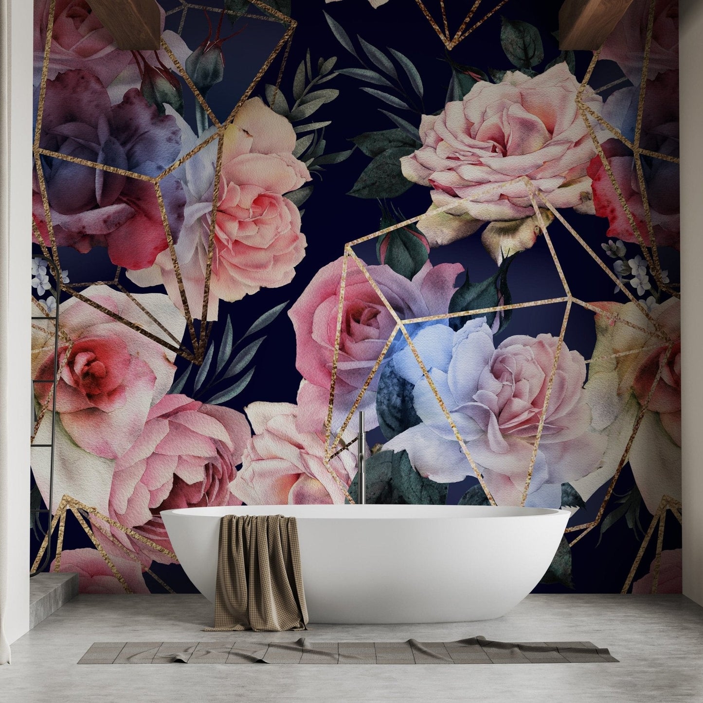 Subtle Metallic Floral Wall Mural B215