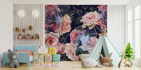 Artistic Gold Line Flower Wallpaper B215