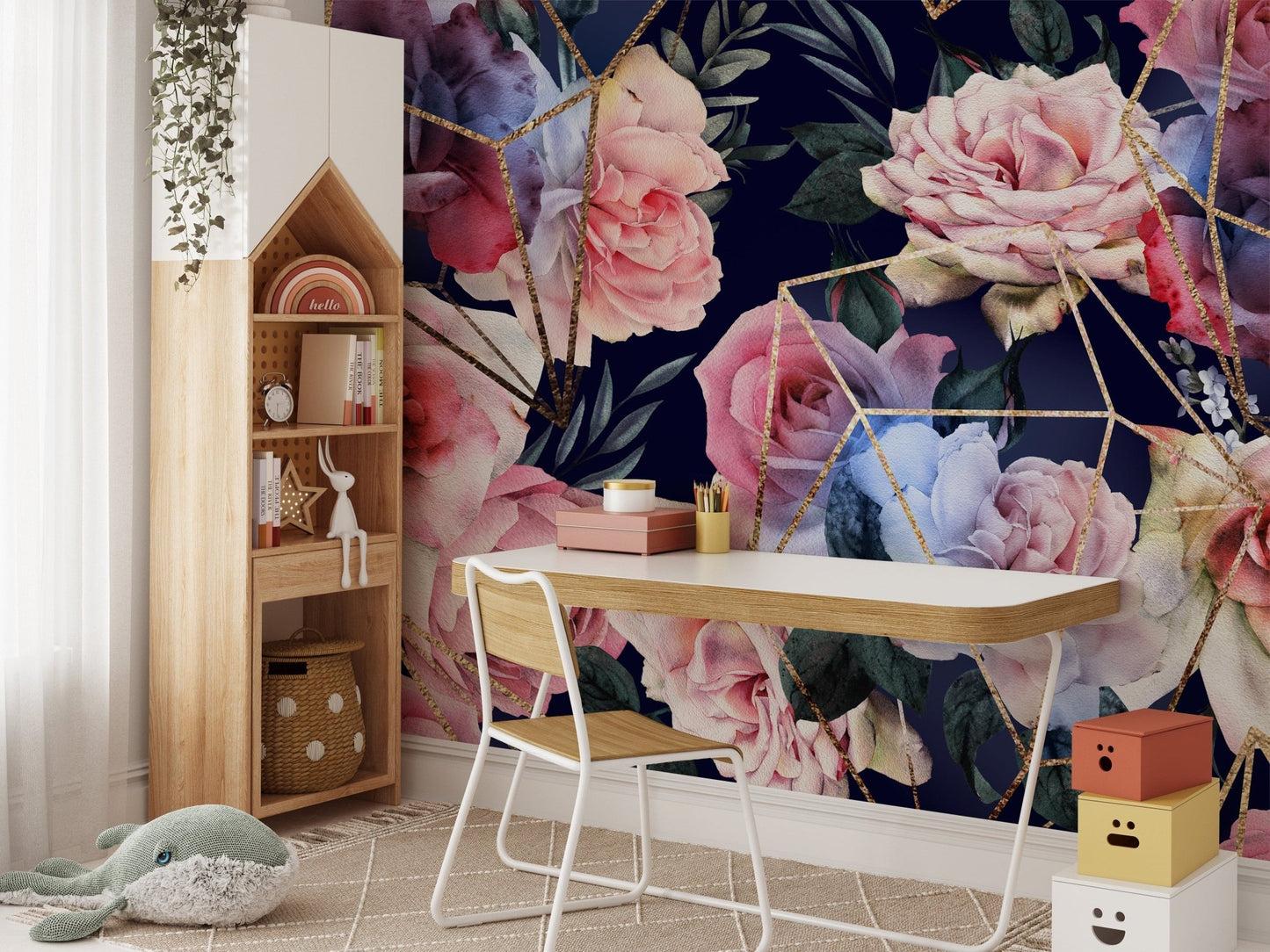 Modern Floral with Gold Accents Wallpaper B215