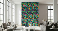 Flower Patches Bohemian eye-catching psychedelic wall decal, abstract art.