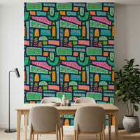 Luminous Rainbow Brights Peel and Stick wallpaper, abstract floral motif.