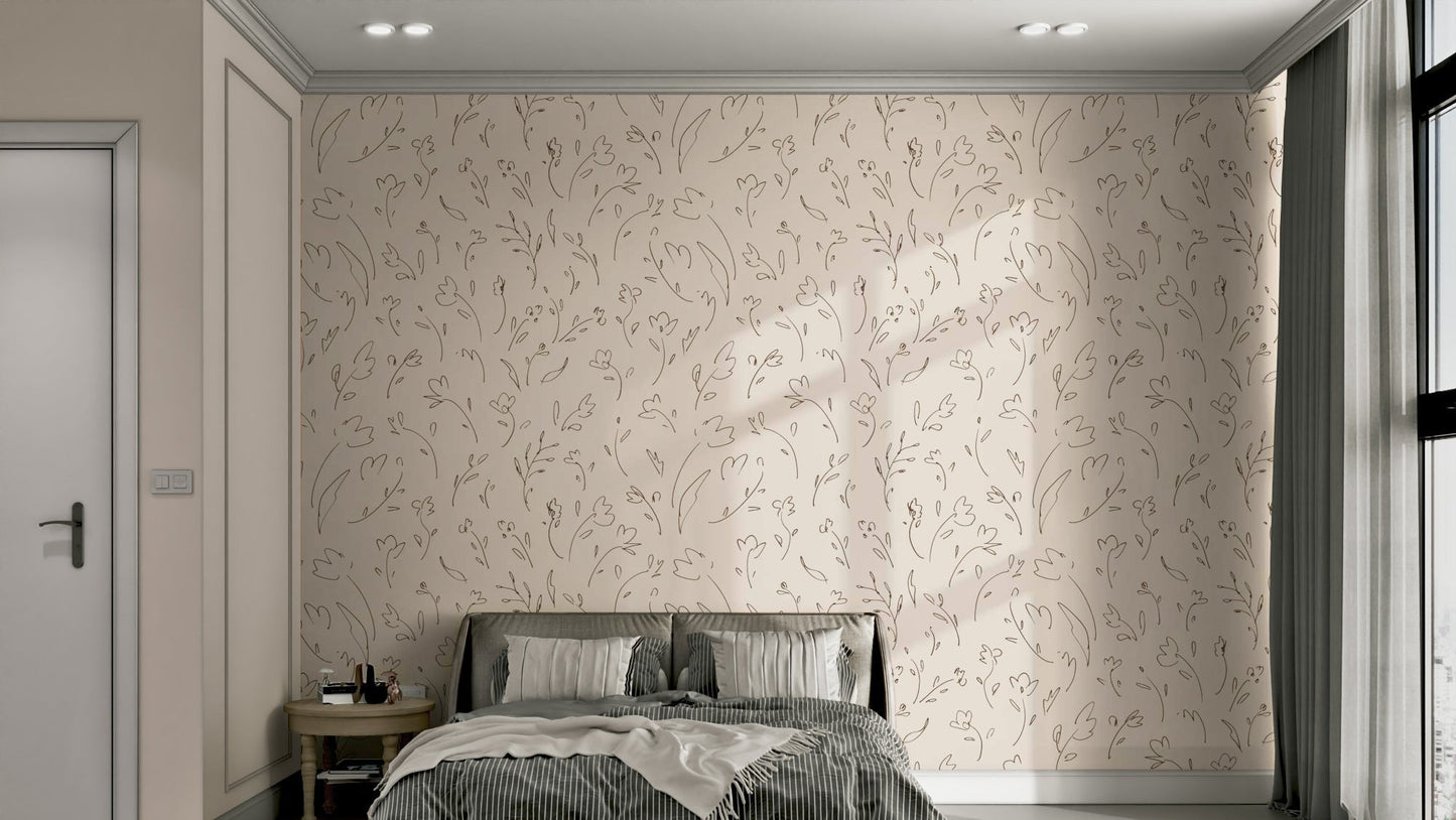 Wallpaper with a unique, artistic sketch design

