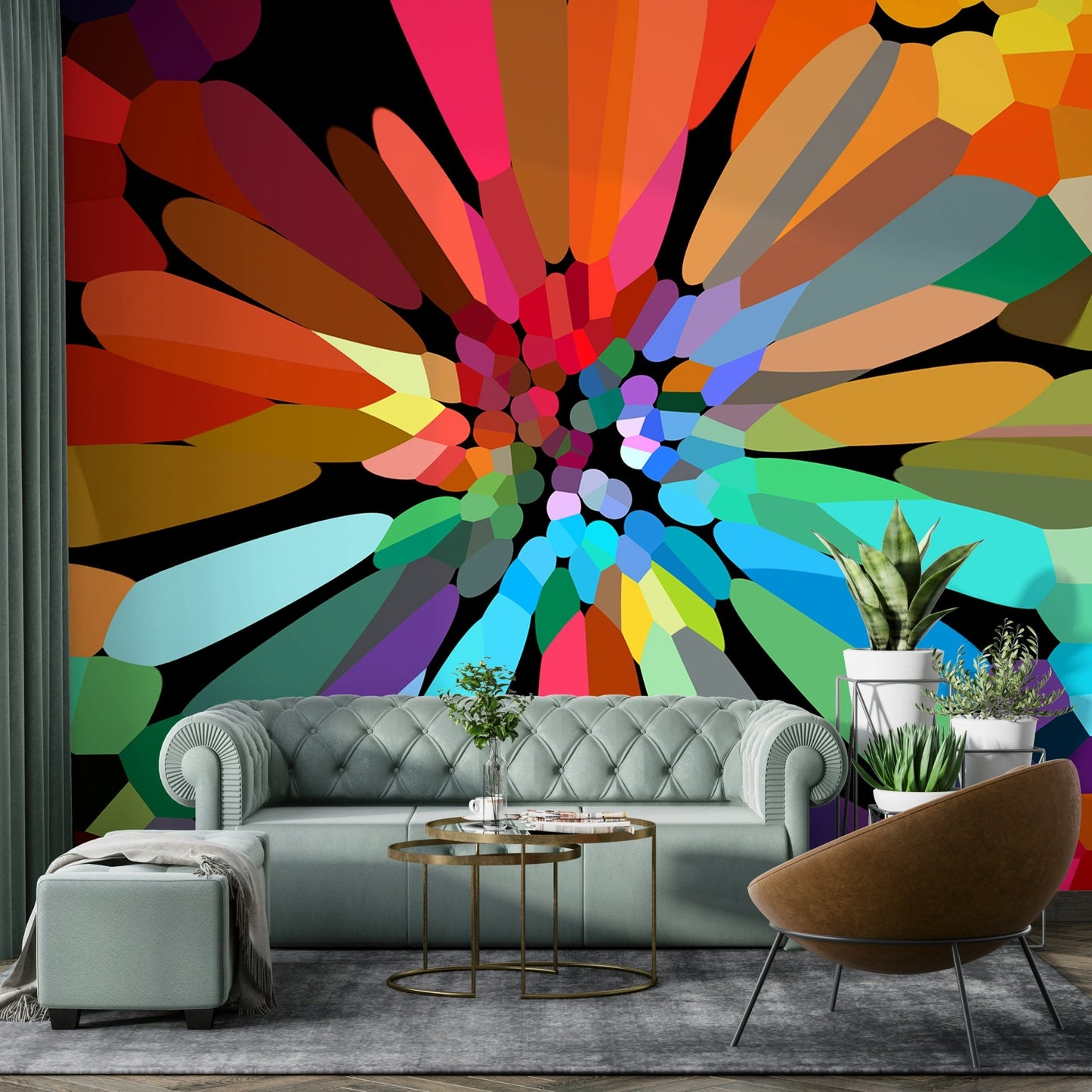Botanical wall art with vintage floral illustrations

