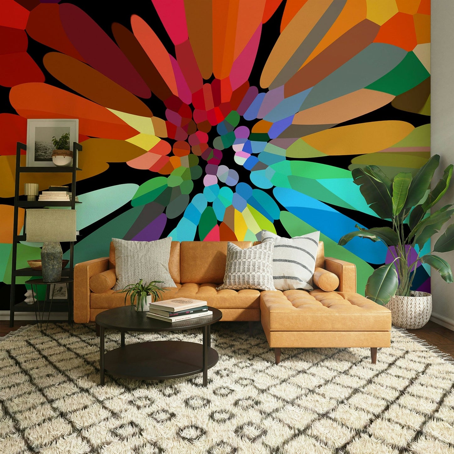 Bright sunflower mural bringing warmth to interior

