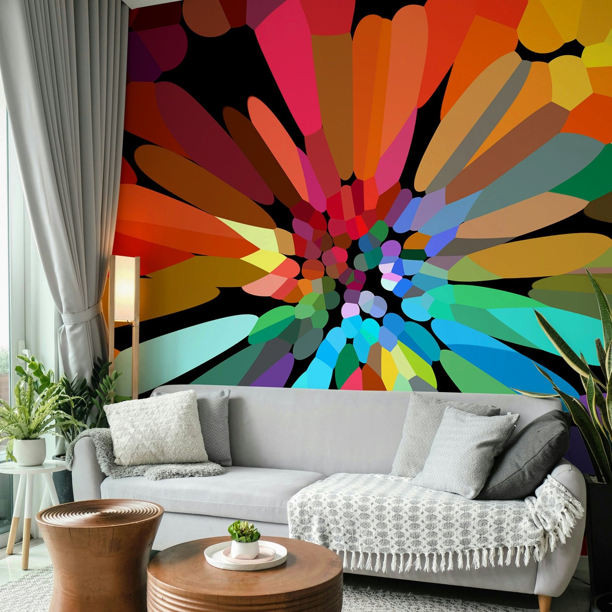 Modern floral design with abstract blooms