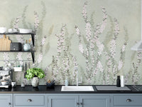 Serene hanging flowers wallpaper design
