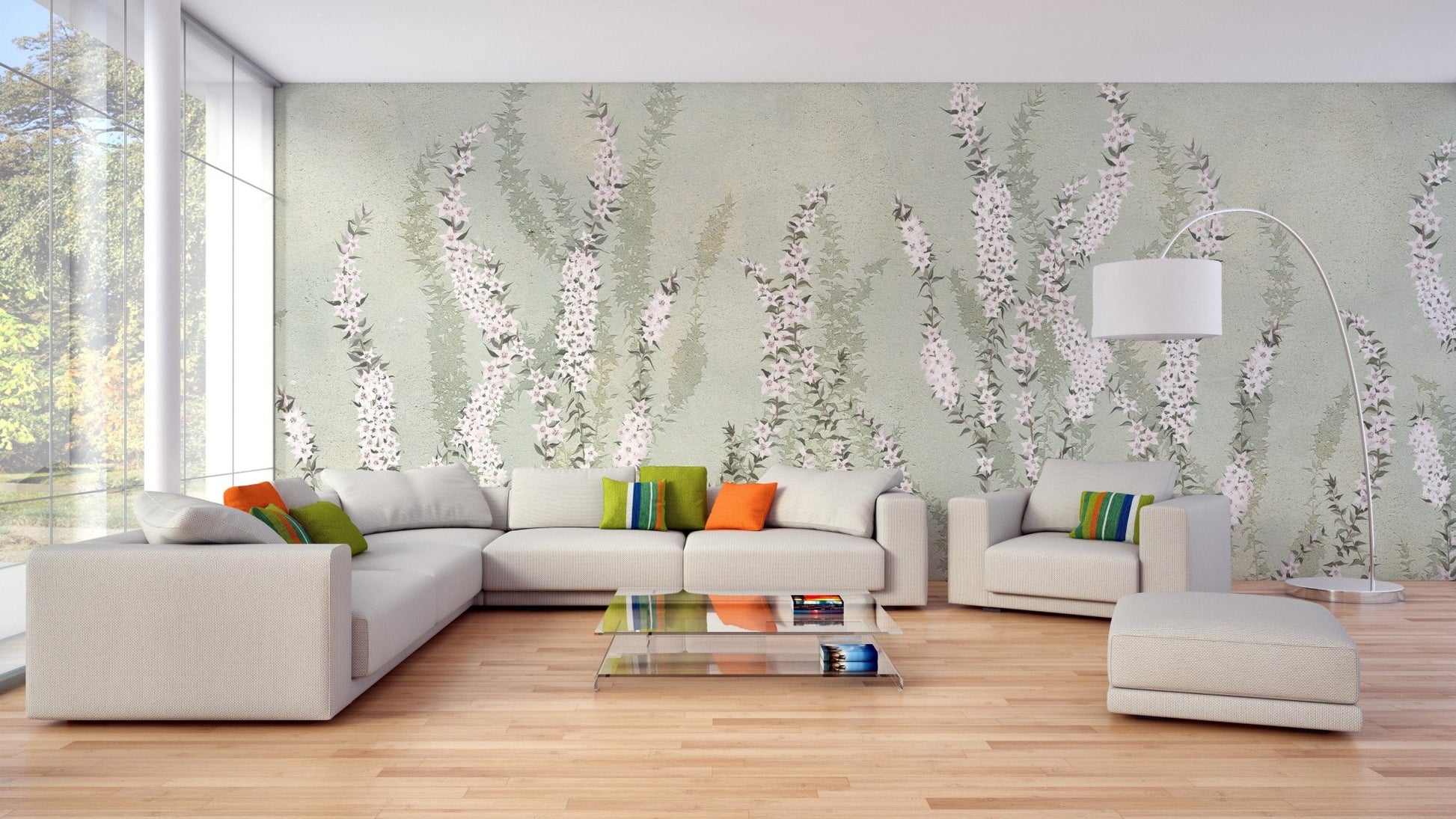 Hanging Flower on Green wallpaper murals - Giffywalls