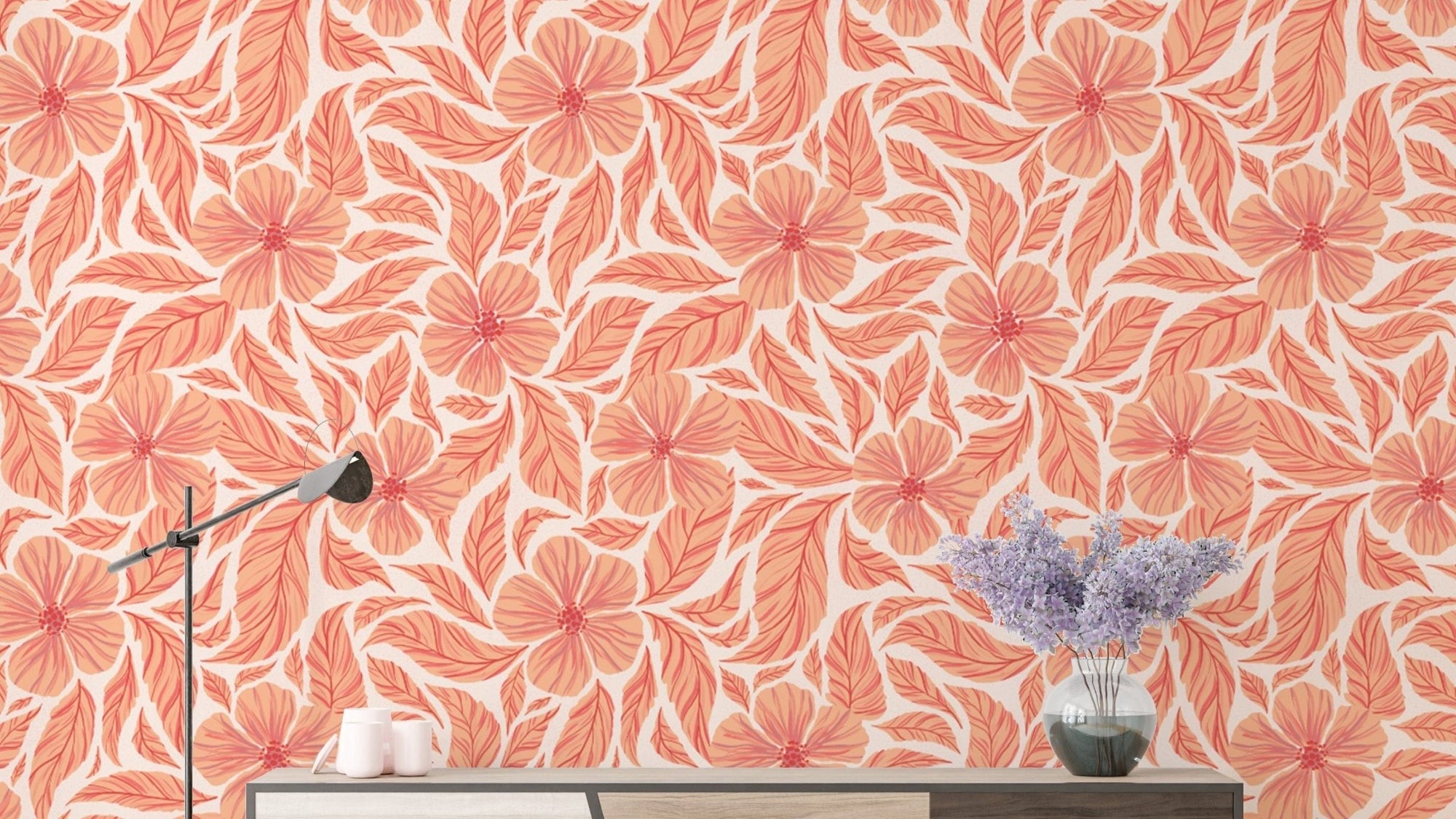 Stylish flowers dance wallpaper for chic and modern wall decor. RNM25

