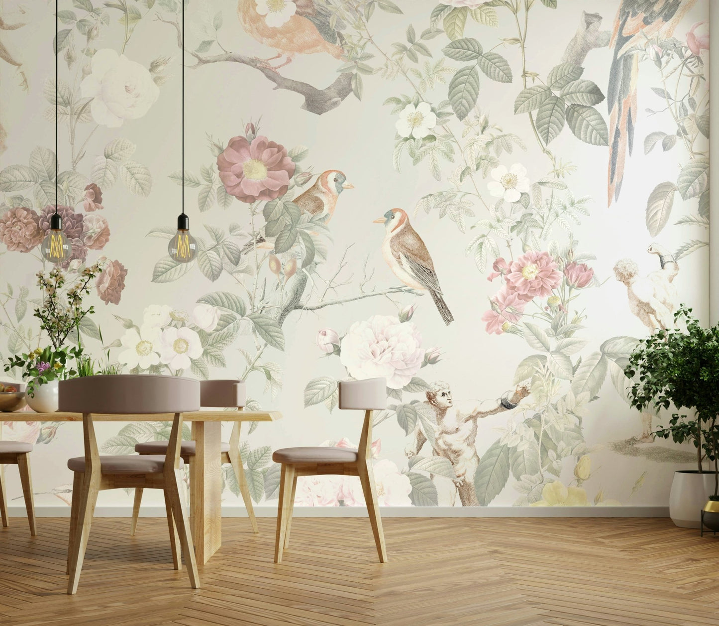 Delicate floral mural wallpaper

