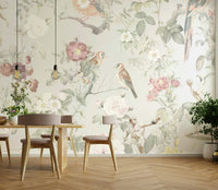 Delicate floral mural wallpaper

