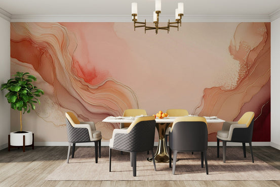 Flowing Coral Dreams Wall Mural in a living room, GD1640