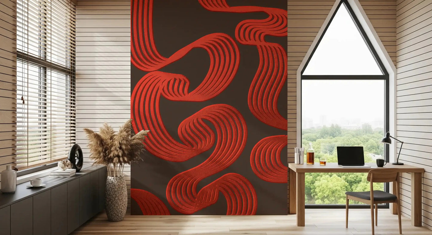 study room dramatic under the Flowing Ember Lines wall mural
GD9494