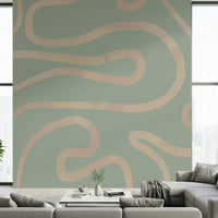 Flowing Lines Green abstract cool flowing accent wall paper., GD6999