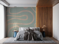 Subtle Flowing Lines Green fluid hand drawn texture wall decor., GD6999