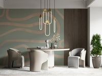 Flowing Lines Green light sage peaceful peel and stick mural., GD6999