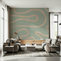 Flowing Lines Green stylish smooth loops wall covering mural look., GD6999