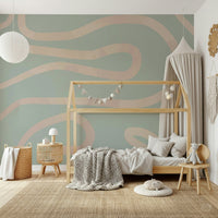 Gentle Flowing Lines Green natural artwork home interior wallpaper., GD6999