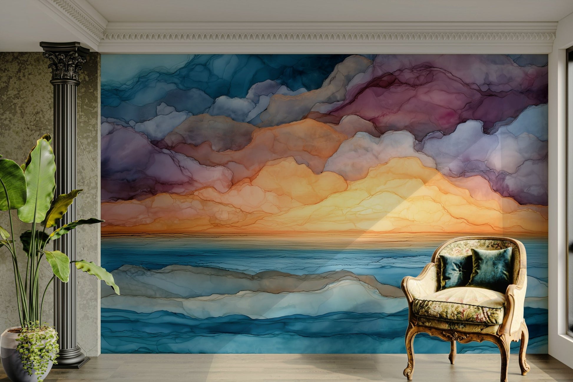 Wallpaper for walls with calm color flow
