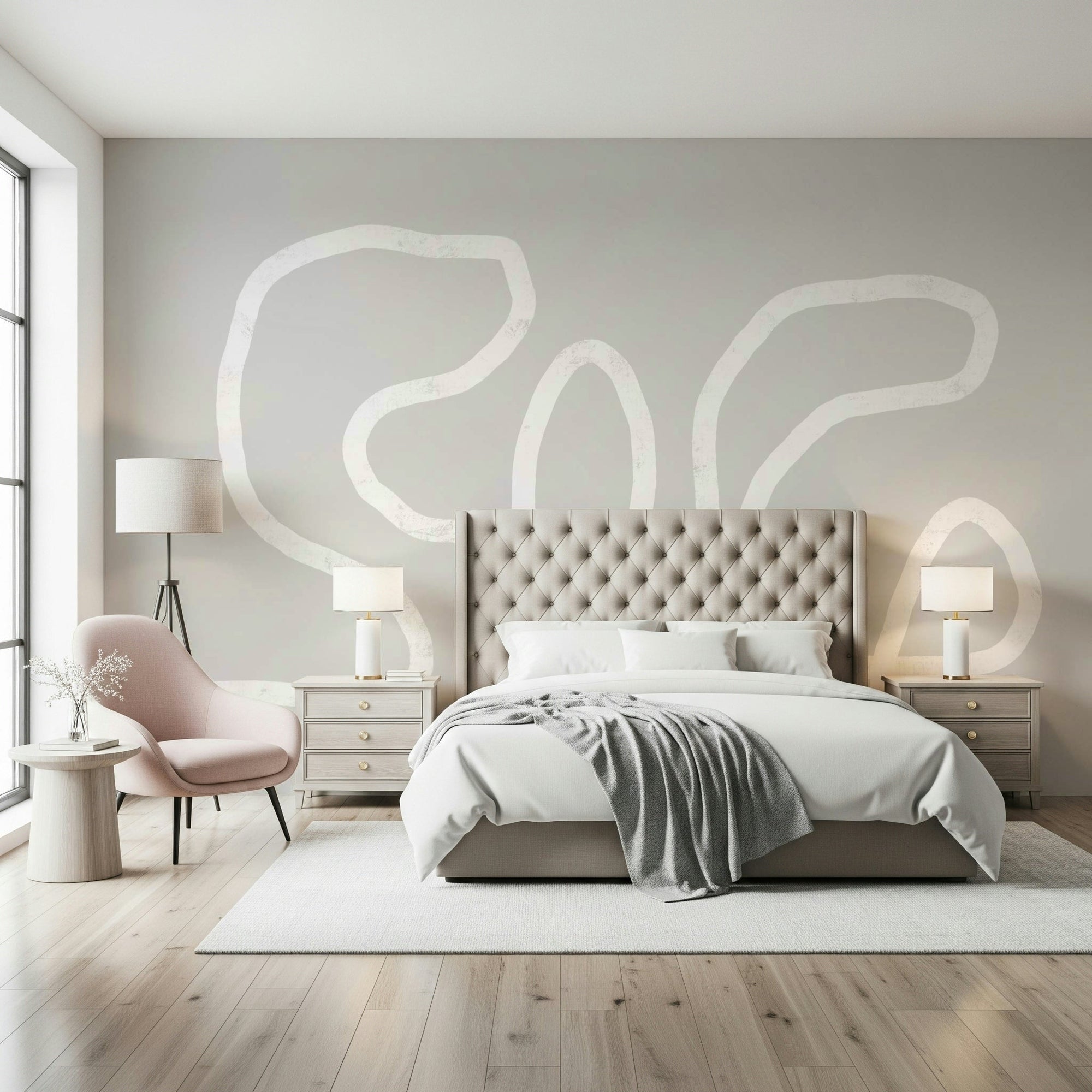 A beautiful fluid line art wallpaper mural for a modern home., GD5336
