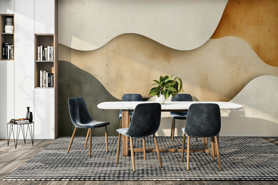 Fluid Sand Forms wall mural on living room wall, GD1134