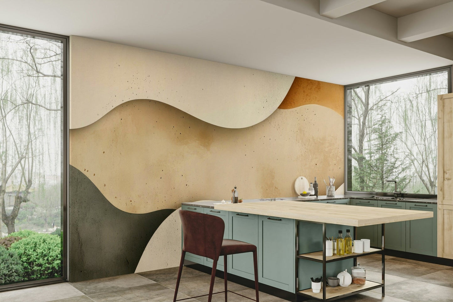 Close-up of fluid sand forms mural design, GD1134