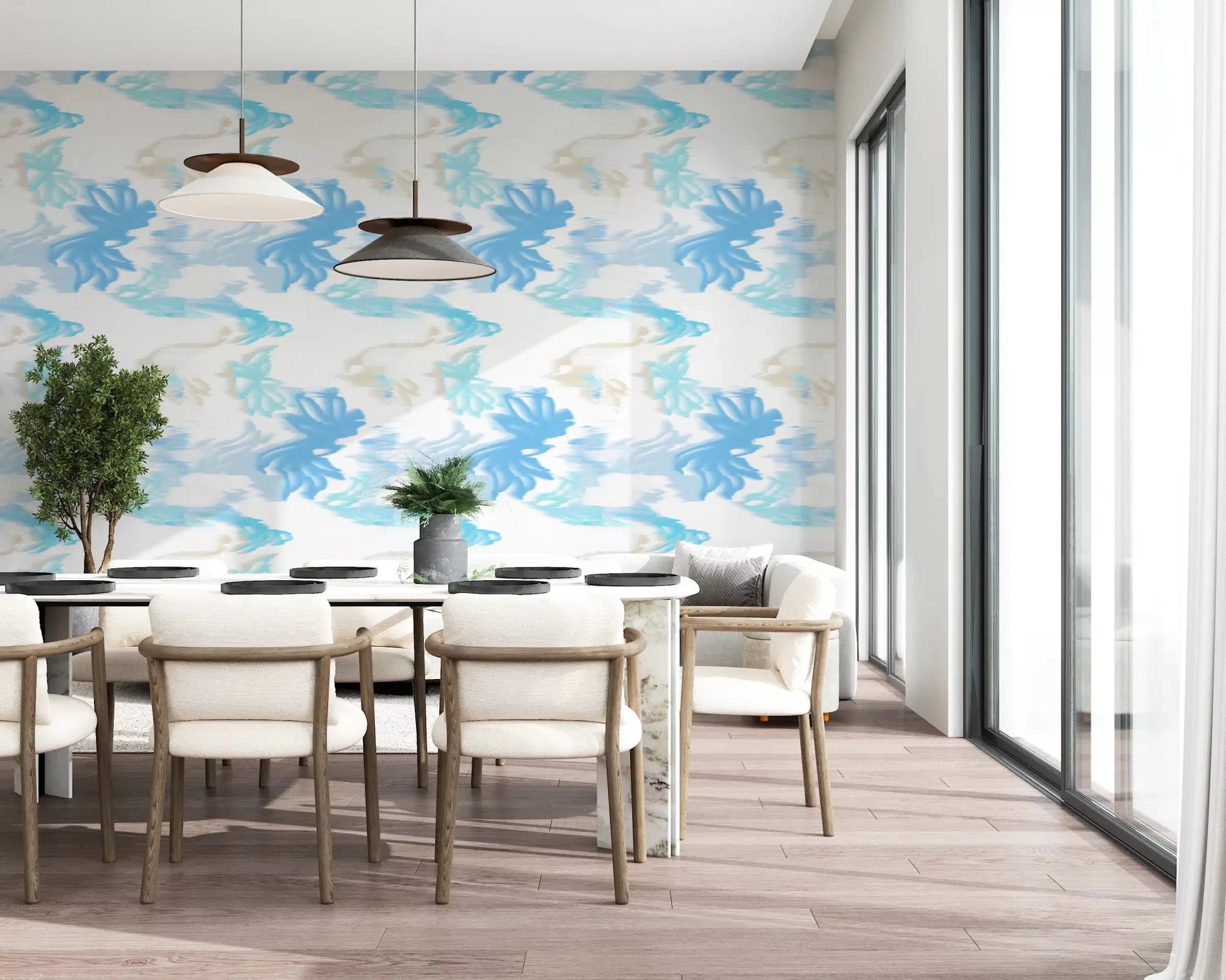 Fluid Serenity wallpaper showing light blue hues and fluid transitions