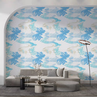 Subtle abstract blue wallpaper with Fluid Serenity airy pattern finish